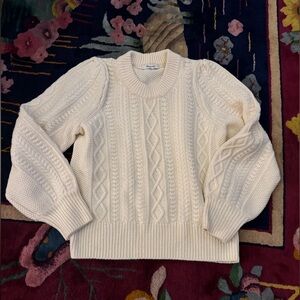 Madewell M EUC WOOL BLEND SWEATER Like new cable knit off white creme timeless
